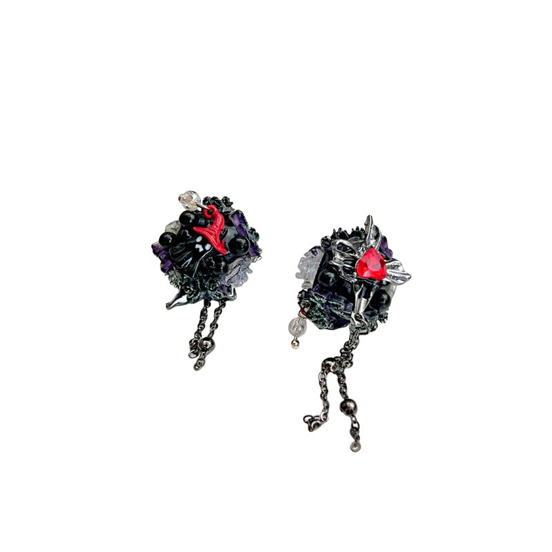 Wholesale Dark Black Butterfly Ghost Tassel Clay Beads Diy Handmade Jewelry Accessories Beads